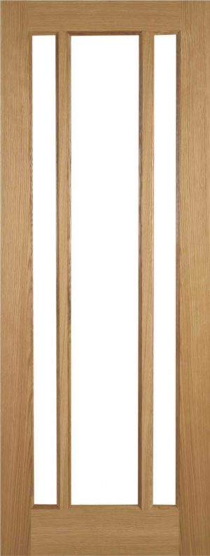 Internal Oak Cuba 3 Light Door Prefinished with Clear Flat Glass