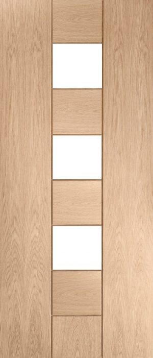 Internal Oak Tweed 3 Light Door Prefinished with Clear Flat Glass