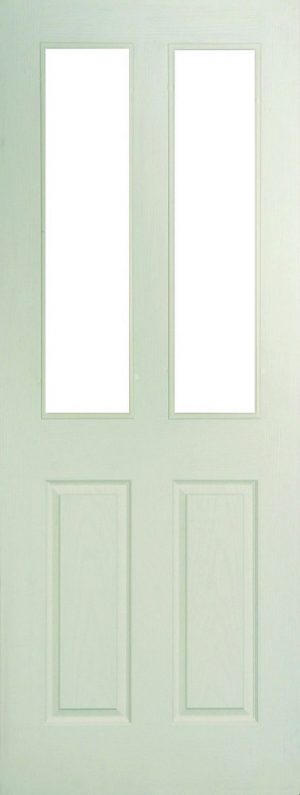 Internal White Moulded Woodgrain Colonist 2 Light Door Primed with Clear Flat Glass