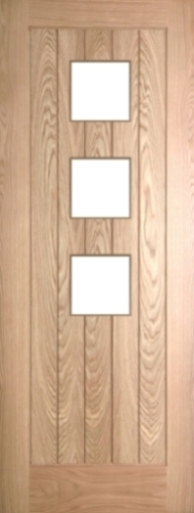 Internal Oak Mexicano 3 Light Door Prefinished with Clear Flat Glass